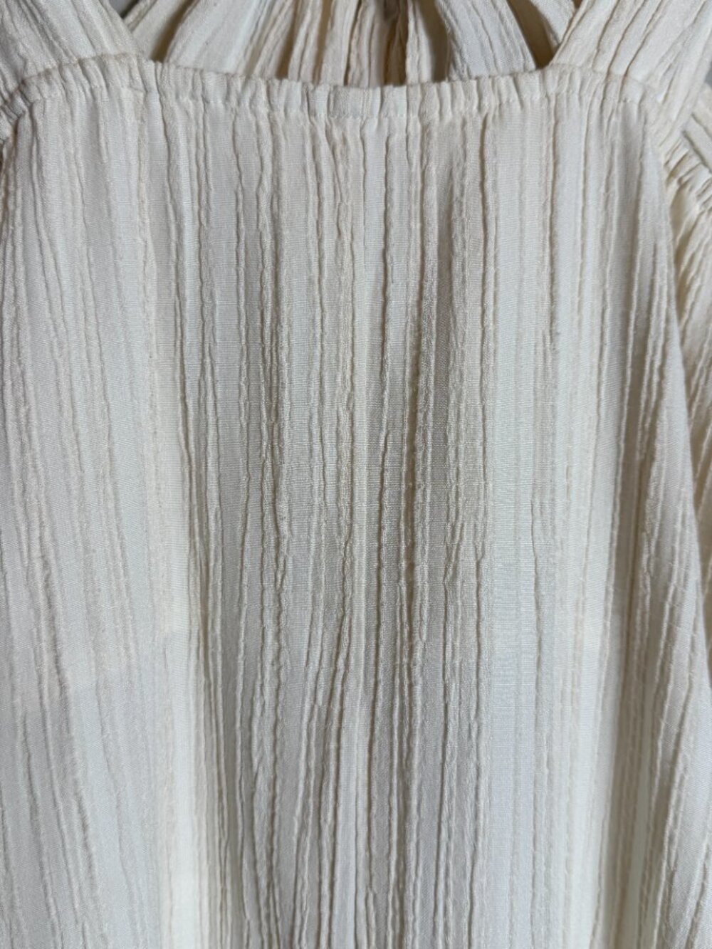 Commense Creamy Halter Long Maxi Dress Women's Small Ivory Textured Flowy Beach - Picture 12 of 15